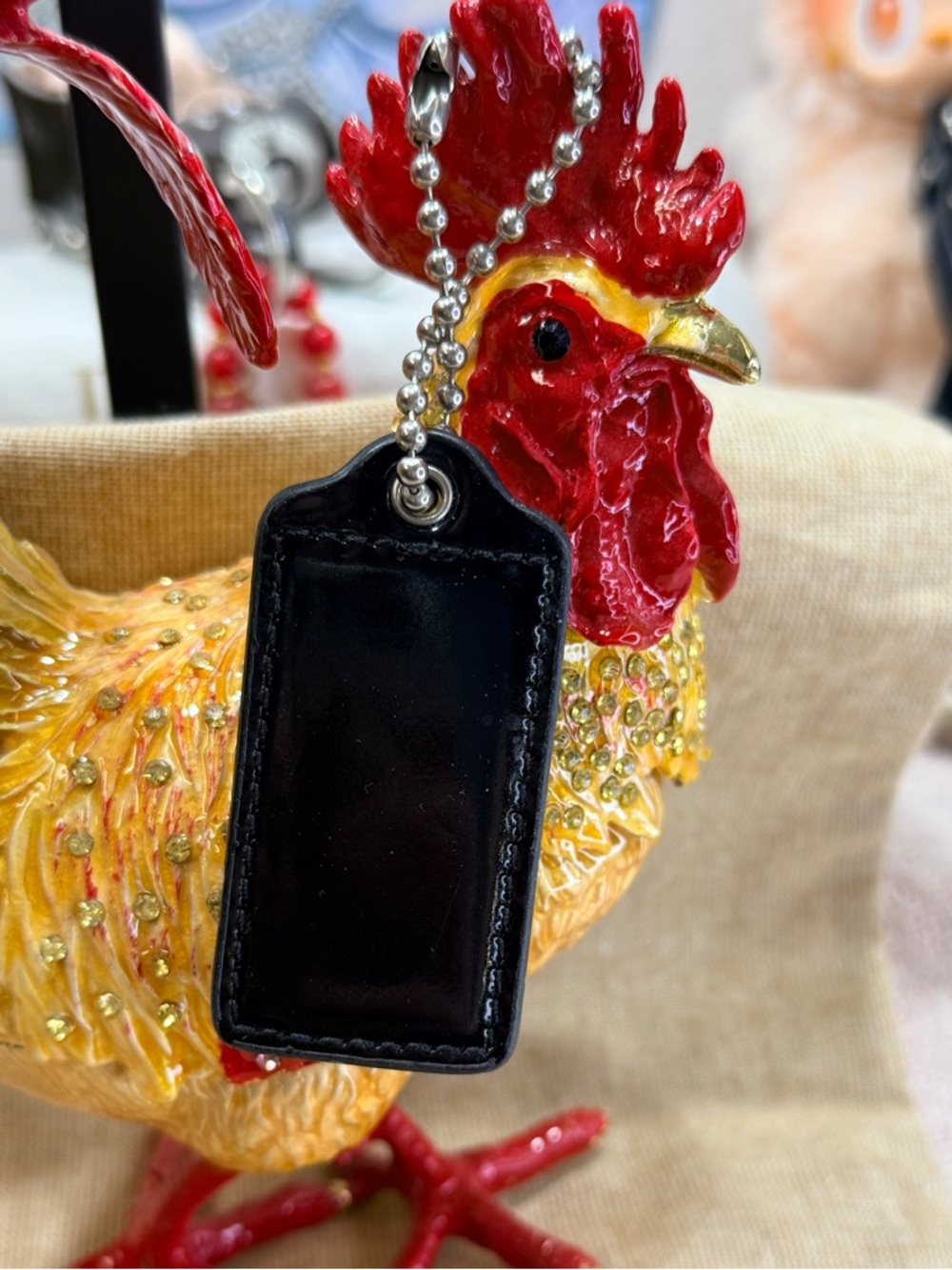 Coach Black Leather Embossed Tag Key Fob - Picture 2 of 2